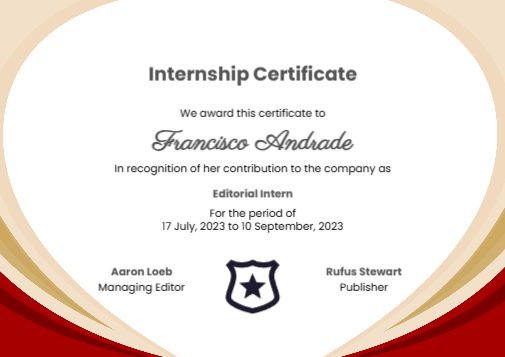 Internship certificate