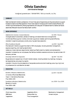 Administrative Manager Resume
